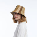 Bailey Raffia Bucket in Natural Camel Chocolate