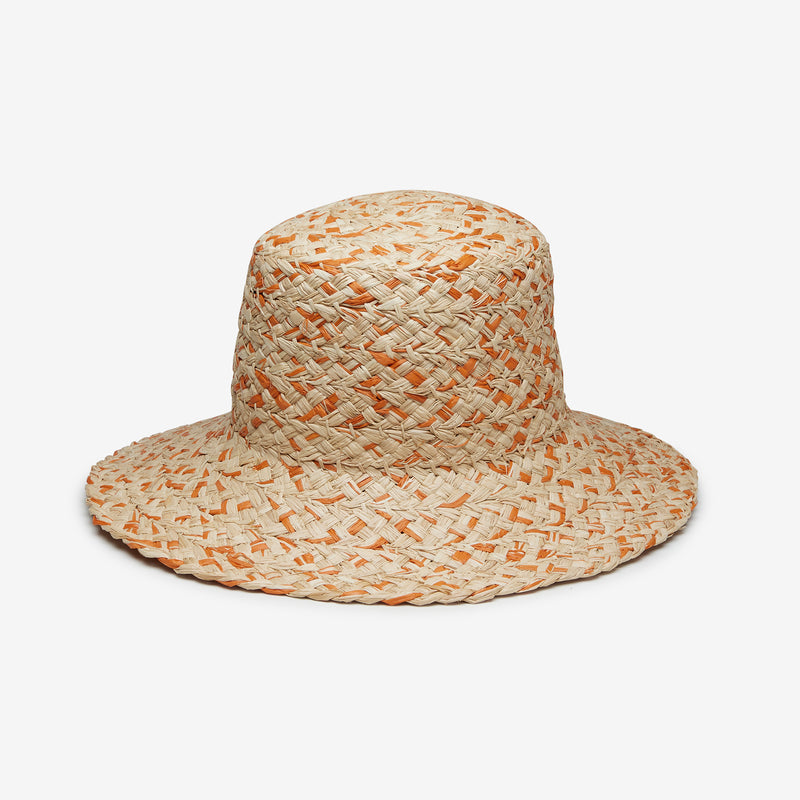 Wyeth Lark Raffia Bucket Hat in Orange