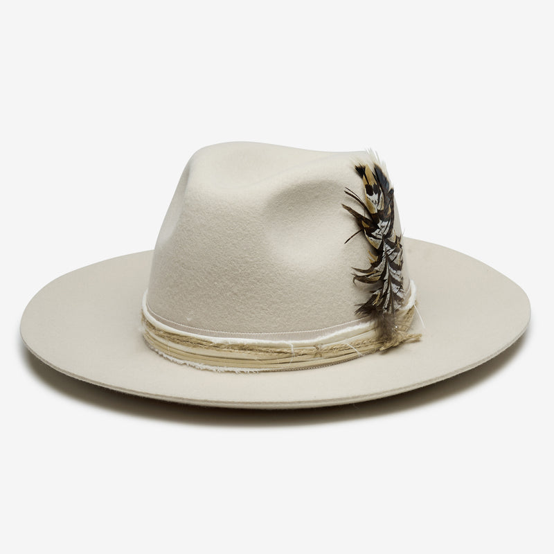 Wyeth Larz Wool Fedora in Bone – white, high crown