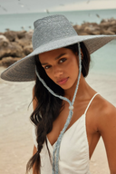 Brie Wide Brim Wheat Straw Rancher in Blue