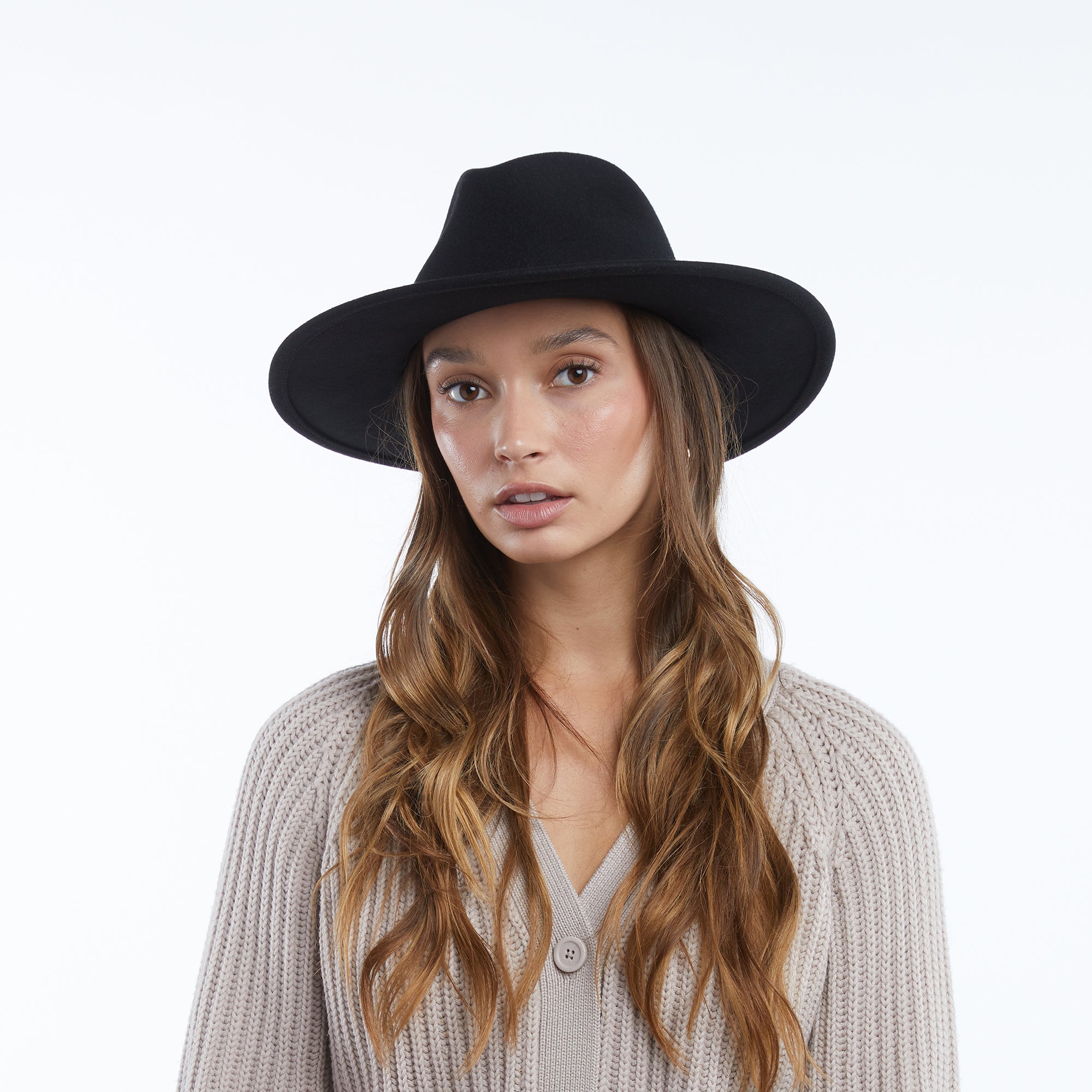 FREE PEOPLE Festival Fedora  Felt Sun Hat Rancher Western Black Wool Anthropolog Made by Minga | Unisex Fedora Rancher Hat | Handmade | Black  main image 2