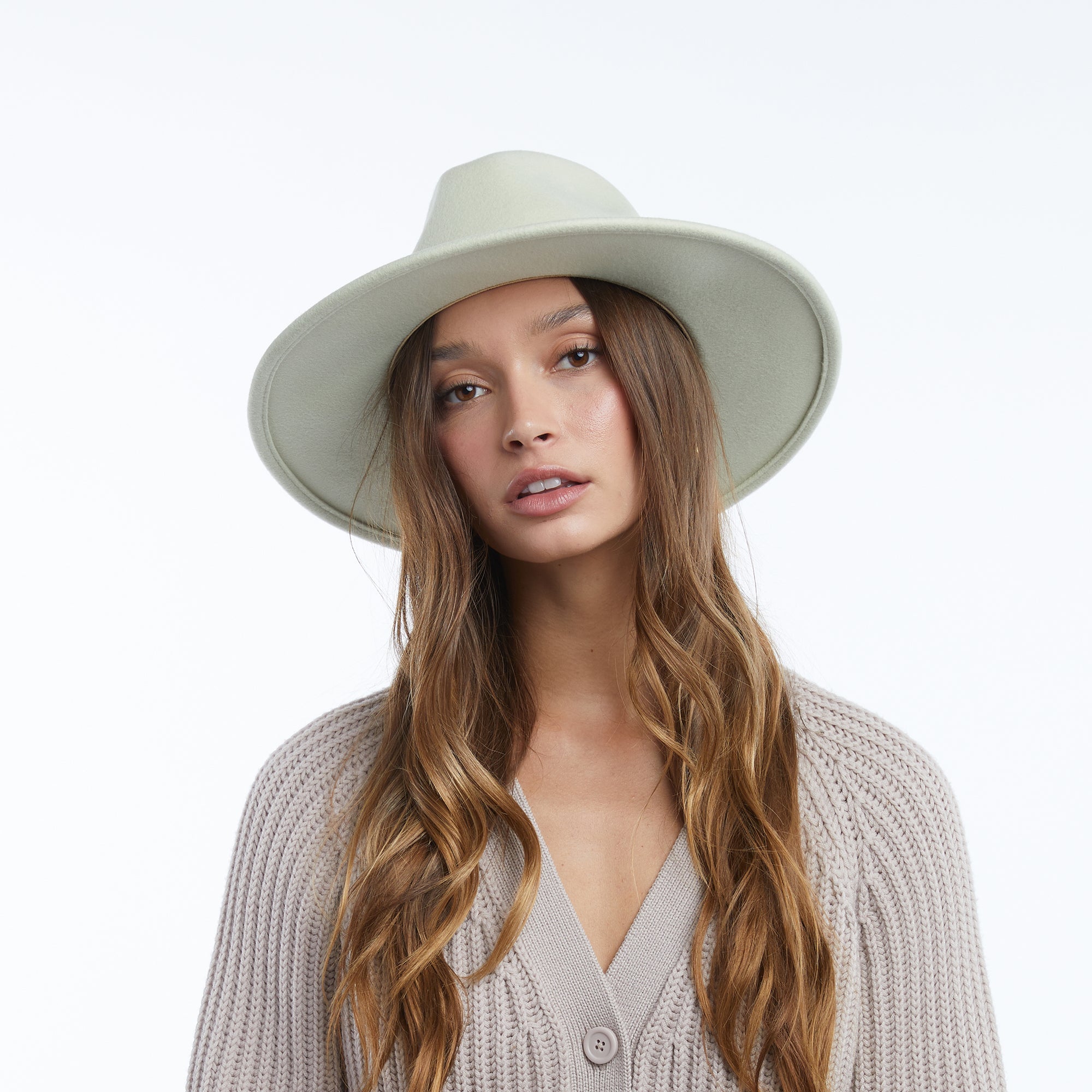 Beige Wool Felt Rancher Hat Billie in Bok Choy