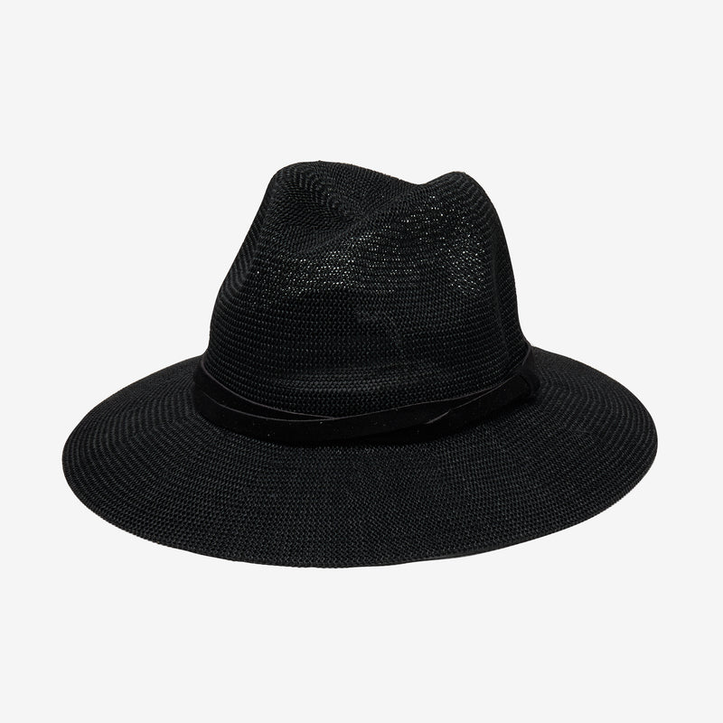 Wyeth Sedona Mesh Panama Hat in Black – packable, wide brim