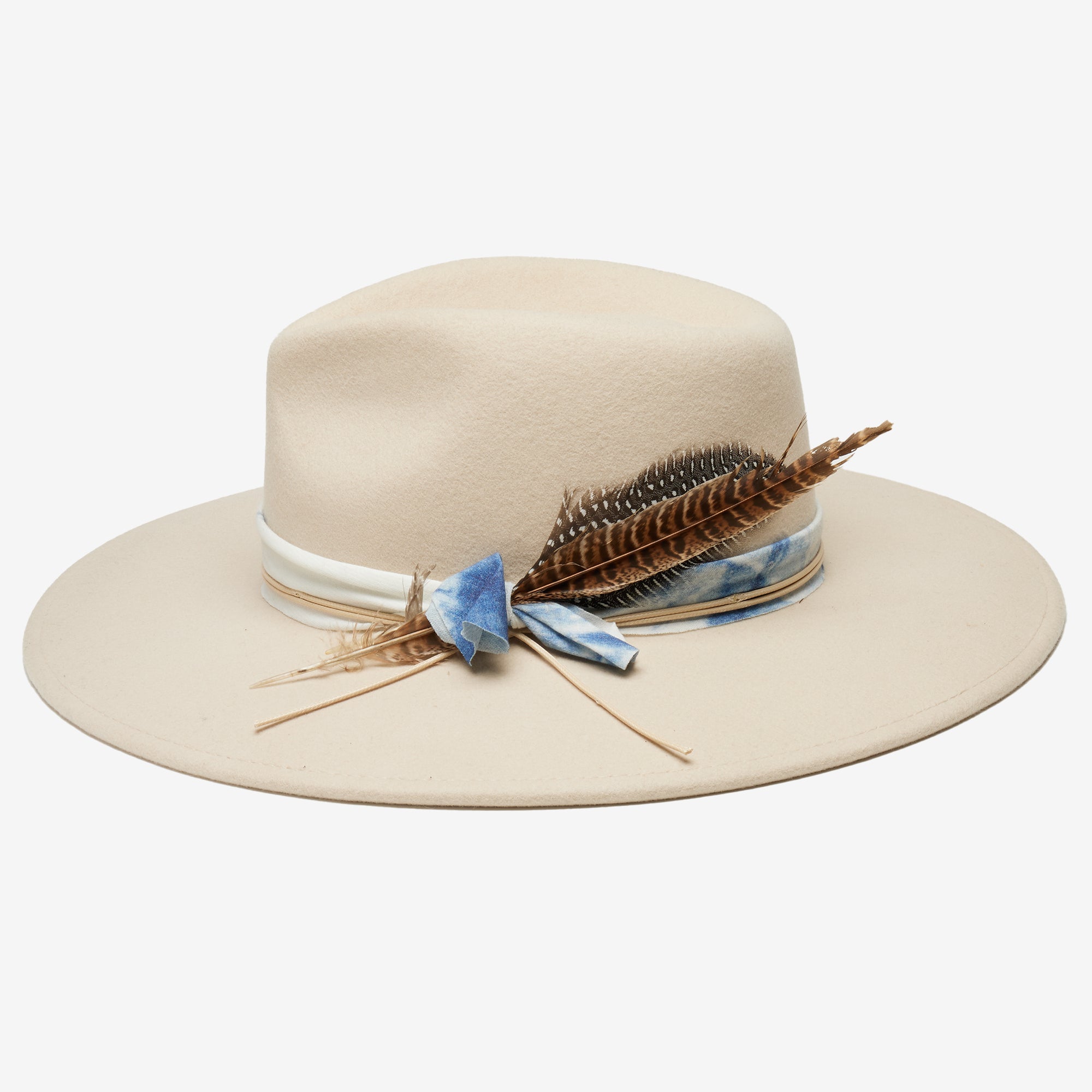 New Wyeth Amelia Wool Felt Hat in Grey Blue Feather Trim Wool Fedora  main image 3