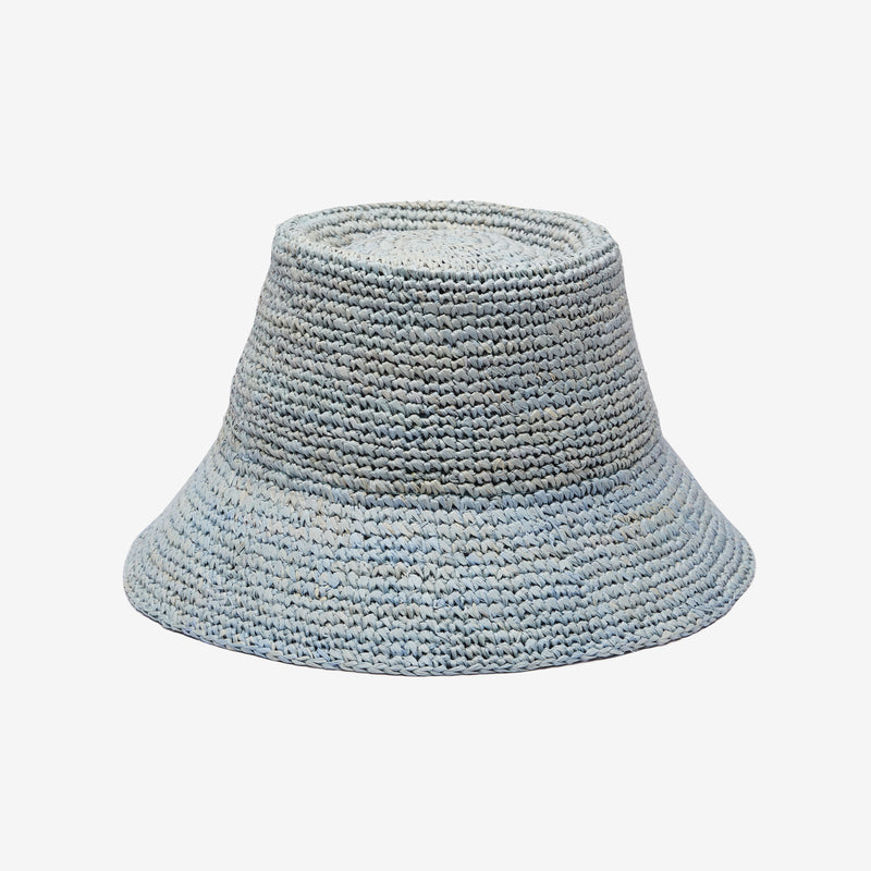 Wyeth Tali Raffia Bucket Hat in Light Blue – packable