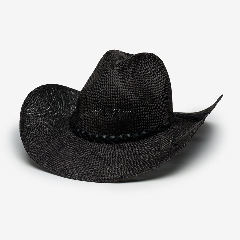 Wyeth Ford Sisal Straw Cowboy Hat in Black – wide brim