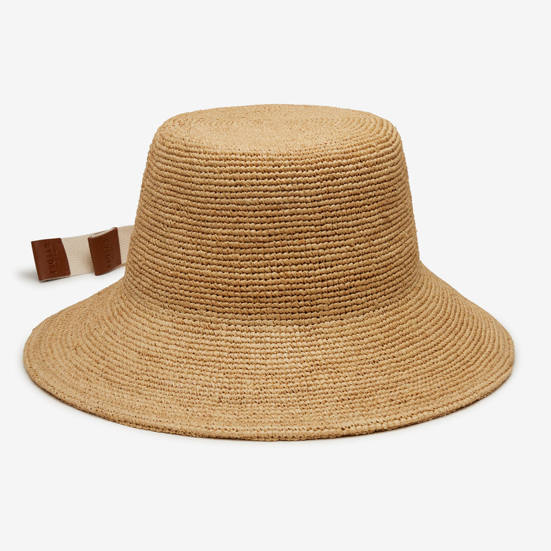 Wyeth Cassis Raffia Bucket Hat in Natural – beige, packable
