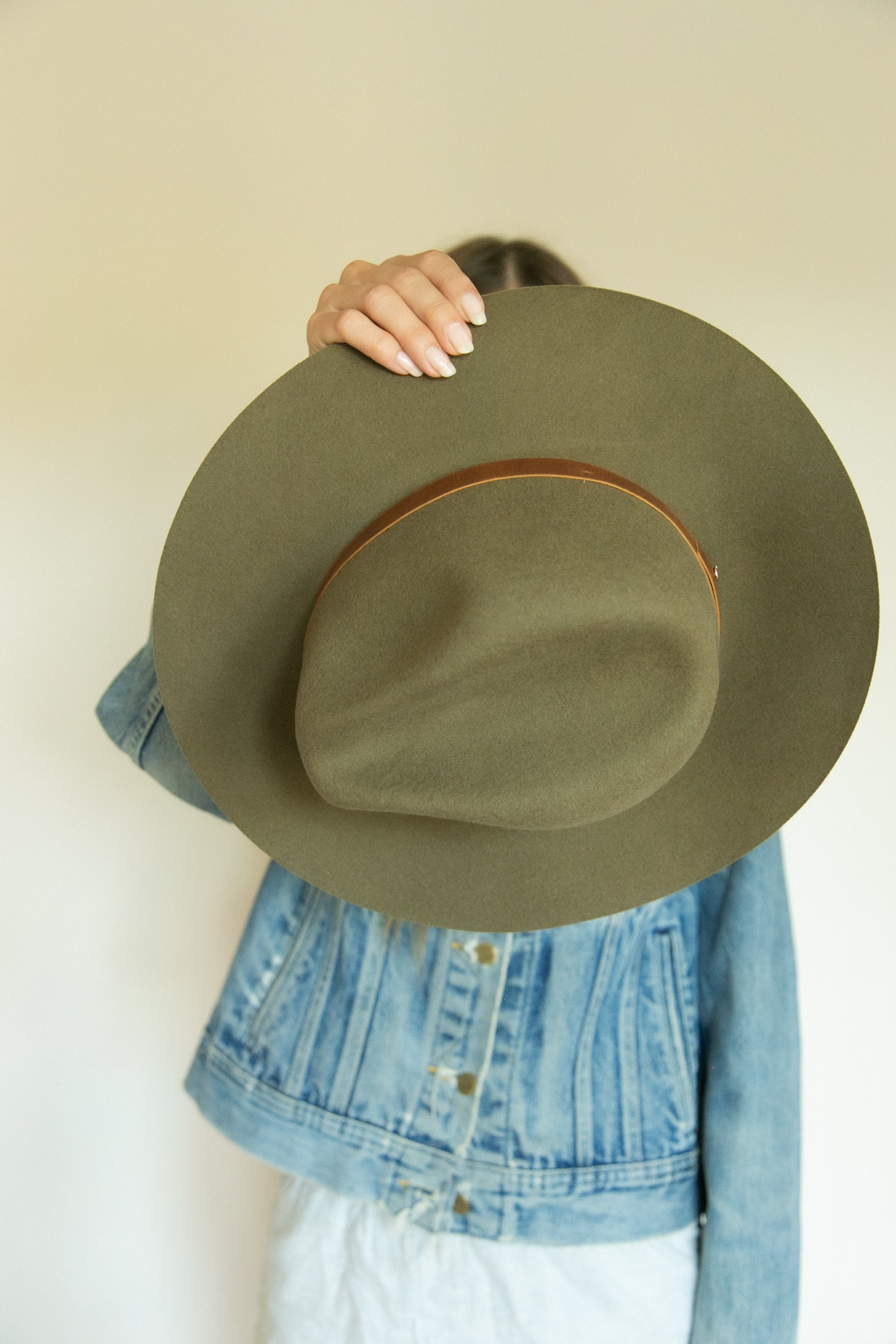 Freya Elegant Wide-Brim Fedora Wool Hat Olive Green Eucalyptus Ribbon Womens S Lucky Brand Women main image 4