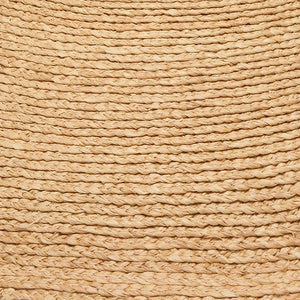 Tightly braided raffia, close up - a flat plait sewn in a spiral, the raffia that cracks if folded