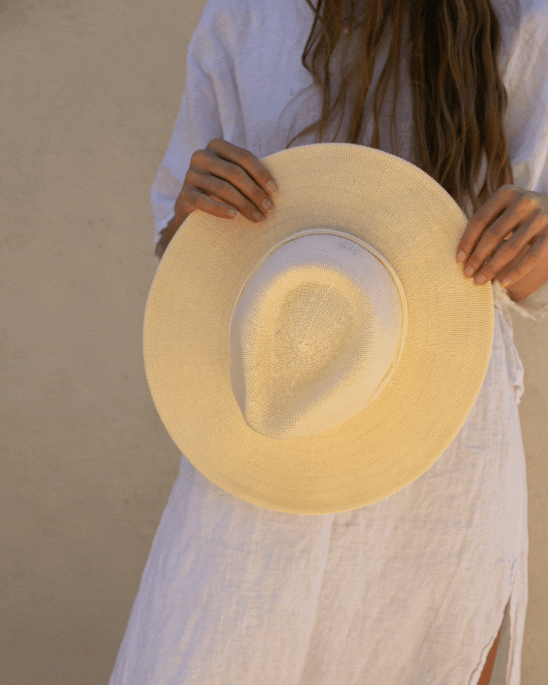 Packable Mesh Panama Hat Beacon in Ivory White - Main Image