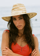 Olena Straw Fedora in Taupe Natural