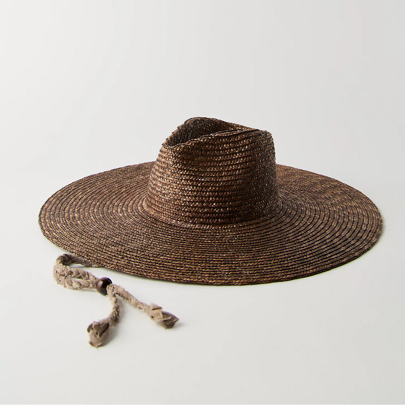 Wyeth Brie Wide Brim Wheat Straw Rancher Hat in Coffee – brown, high crown
