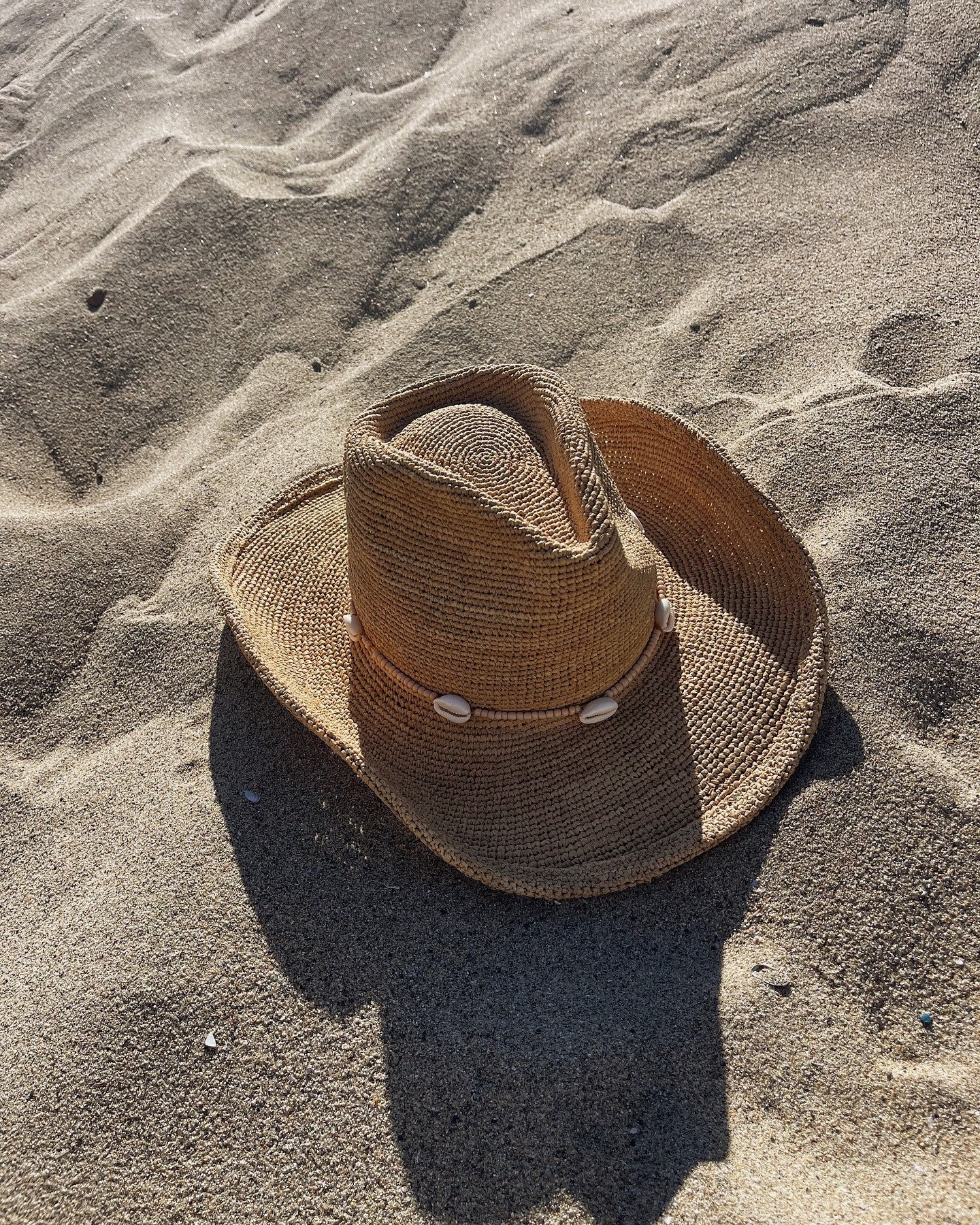 Wyeth Reed Shell Trim Band Straw Rancher Hat Reed is finally back in stock! Hand crochet raffia trimmed  main image 2