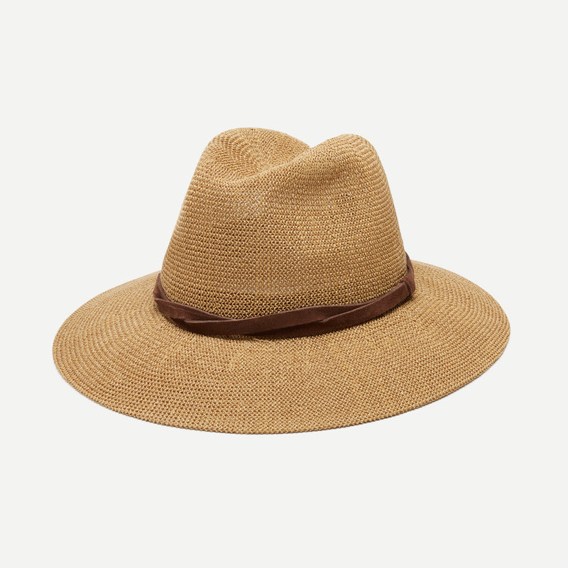 Wyeth Sedona Mesh Panama Hat in Camel – brown, packable, wide brim