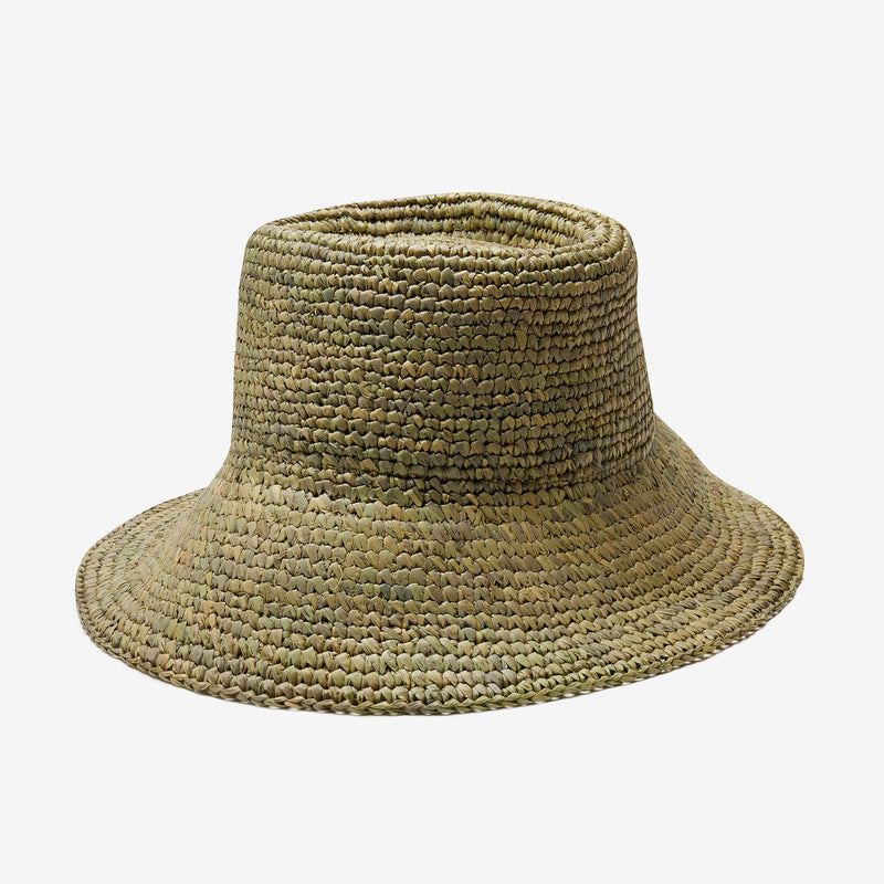 Wyeth Lolo Raffia Bucket Hat in Green Blue – packable