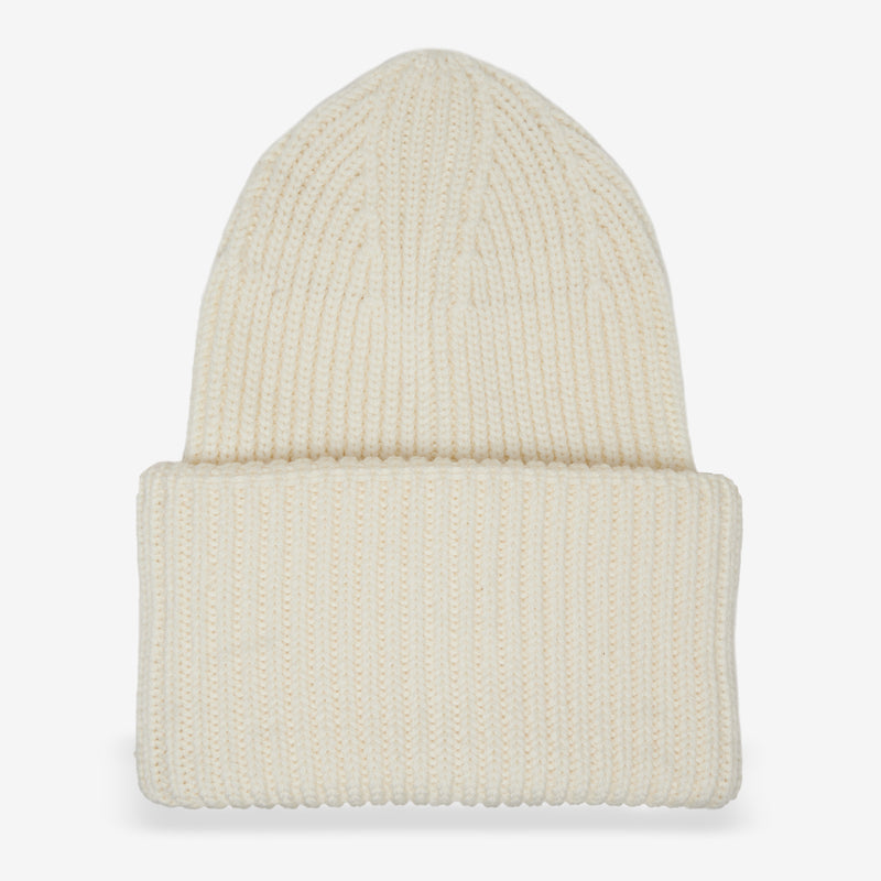 Wyeth Parker Wool Beanie in Cream – white